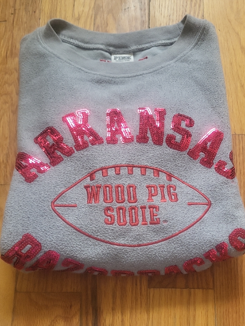 Victoria's Secret Gray Crewneck with Pink Sequin Details Soft and light weight